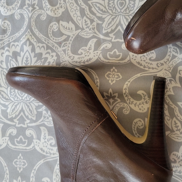 Anne Klein leather brown 4-inch high heel boots size 10 1/2 ankle/calf high - Picture 12 of 13